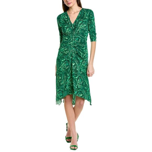 DIANE VON FURSTENBERG Lilac Printed Midi Dress In Green - Picture 2 of 9